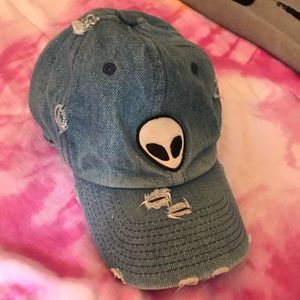 Distressed Denim Textured Alien Cap